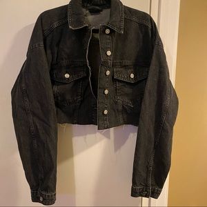 Black Cropped Denim Jacket